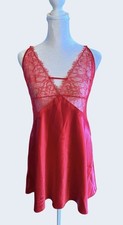 Victoria Secret Red Stretch Lace Satin Slip Chemise Lingerie Slip Romantic XL