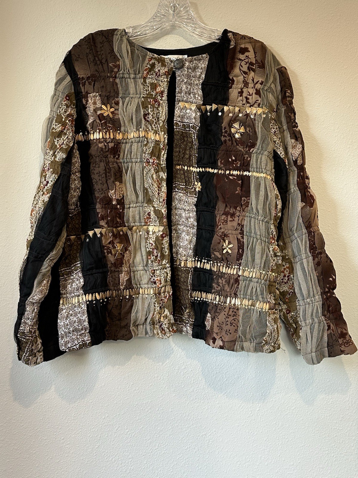 Coldwater Creek Patchwork Blazer SizepL Boho Cott… - image 1