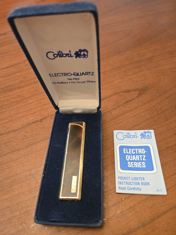 Vintage Colibri Electro-Quartz Lighter Brown / Gold In Original Box