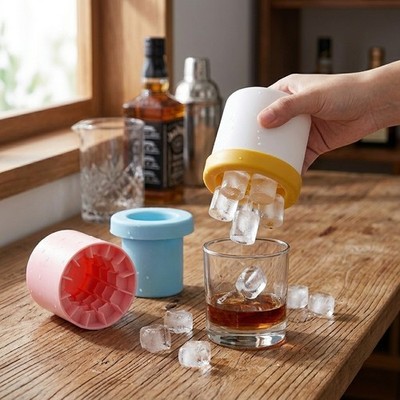 3Pcs Silicone Ice Cube Molds, Easy Release Ice Maker Cups in 3 Colors