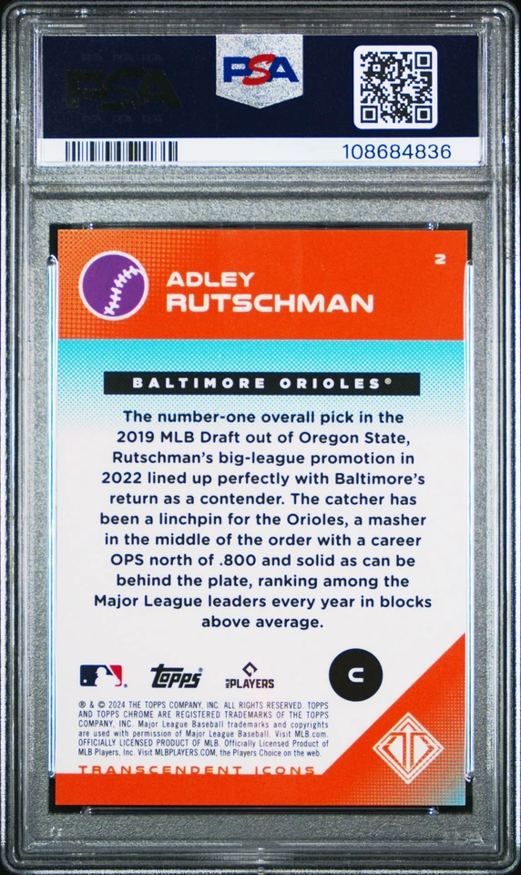 2024 Topps Transcendent #2 Adley Rutschman Icons Chr-Image Var-Org Ref PSA 9 - Image 2 of 2