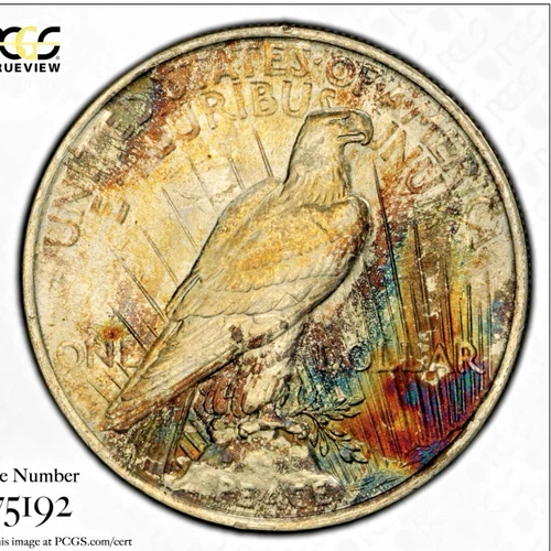 1923 Peace Silver Dollar PCGS CAC MS-66+ - INSANE RAINBOW TONER