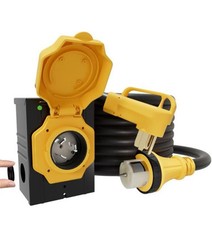 50AMP 15FT Generator Cord with Pre-drilled Power Inlet Box, 50 Amp 4 Prong,