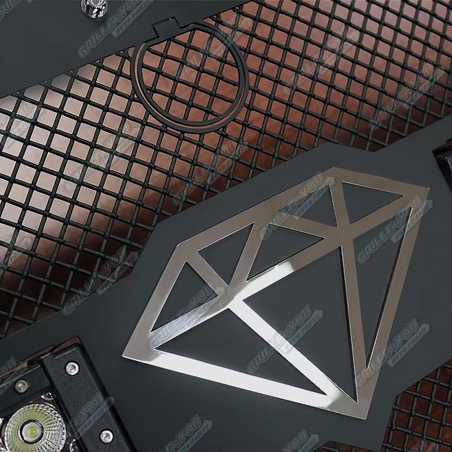 Para 2007-2018 Jeep Wrangler JK principal aço inoxidável preto malha rebite inserção de grade de LED - Imagem 2 de 3