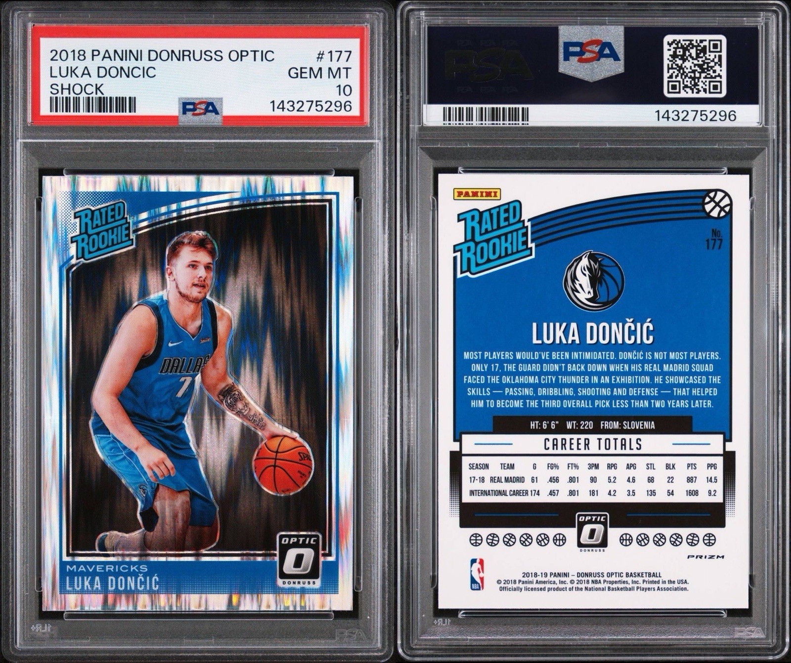 2018-19 Panini Optic - Luka Doncic Rated Rookie #177 SHOCK PRIZM (RC) view 3