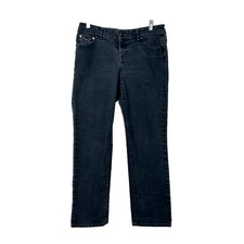 Style Co Embellished Pocket Jeans Dark Wash Straight Leg Women's Size 8 Used