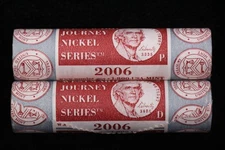 Set of 2 2006-P/D Jefferson Westward Journey Nickel 5C Bank Roll
