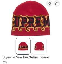 Supreme X New Era Outline Beanie Red w/ red box logo FW25 IN HAND NOW 