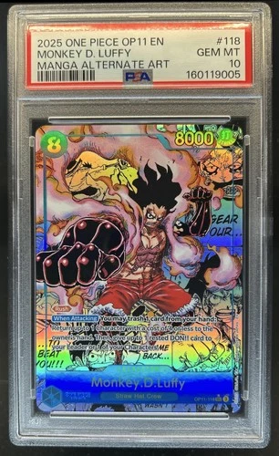 2025 One Piece Monkey.D.Luffy Secret Rare Manga Alt Art #OP11-118 PSA 10