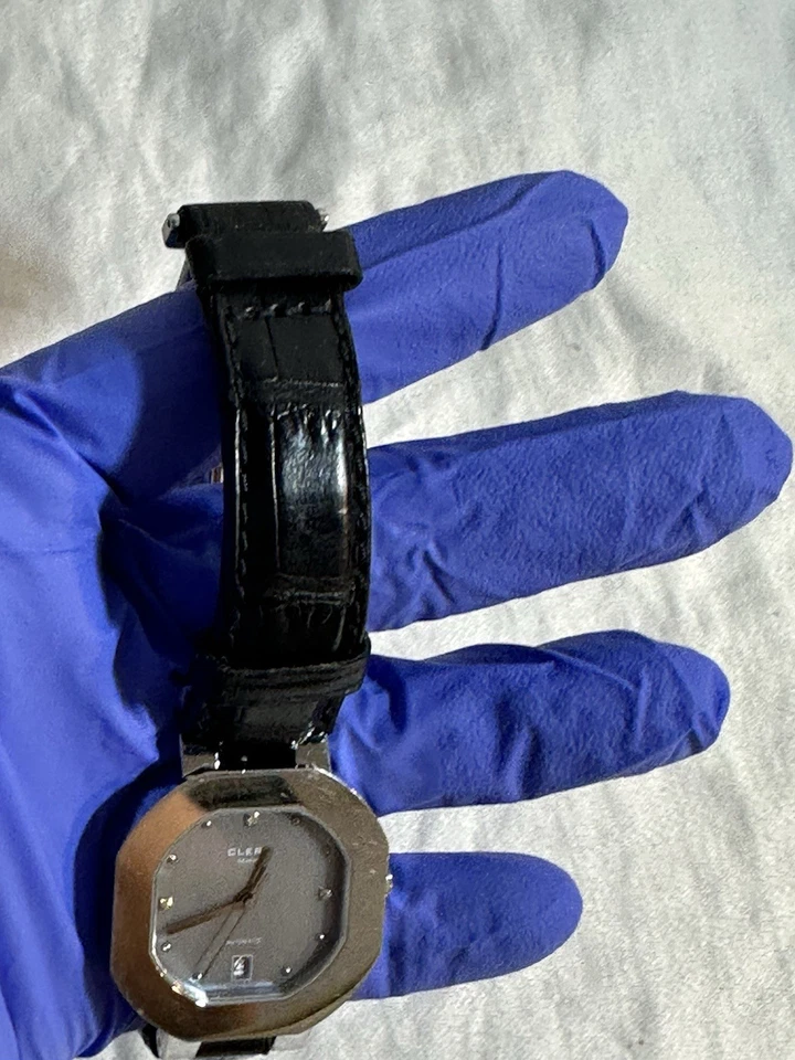 Fregona automática para mujer CLERC Geneve 3 azul diamante 50 m acero inoxidable robo Foto 3 de 4