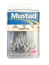 Mustad 78925-SS-20 Stainless Barbless Double Tuna Hook, Big Plugs Poppers Lures