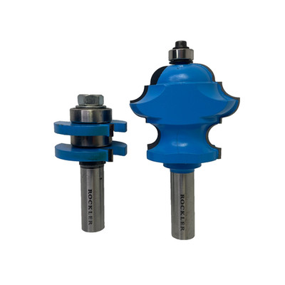 Rockler Router Bit Set of 2   1/2'' Shank   2-1/4'' & 1-1/2'' Diameter   Blue