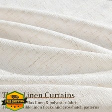 Natural Linen Pinch Pleat Curtains 40x102", 2 Panels, Light Filtering Sheer