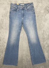 Levi's 726 High-Rise Flare Women's 29x32 Blue Denim Jeans Raw Hem Light Wash
