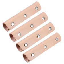 4 Pcs Leather Luggage Handle Wraps Fine Texture Silver Buckle, Peach Pink