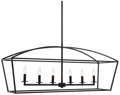 Bronze Linear Pendant Chandelier 42" Farmhouse 6-Light Fixture Kitchen Island - Picture 2 of 6