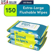 Flushable Butt Wipes Sensitive Skin Shea Cocoa Scented Biodegradable Pack 150 US