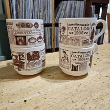 Vintage Sears Roebuck & Co. Ceramic Coffee Mugs Featuring Reproductions Set of 4