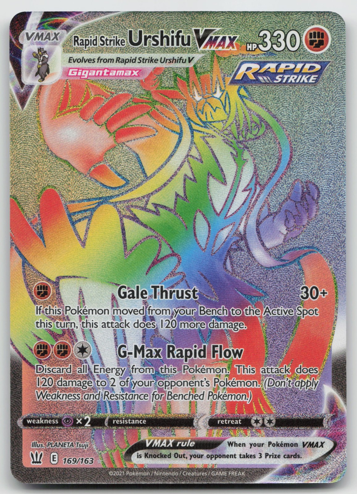 Rapid Strike Urshifu VMAX (Secret) Secret Rare SWSH05: Battle Styles 169/163 NM