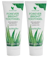 Authentic 2x Forever Bright Toothgel Aloe Vera Toothpaste Fluoride Free 4.6oz