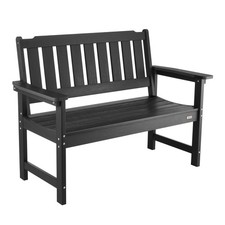 800lb Capacity 50.5in Patio Bench Weatherproof PS Frame with Backrest Black