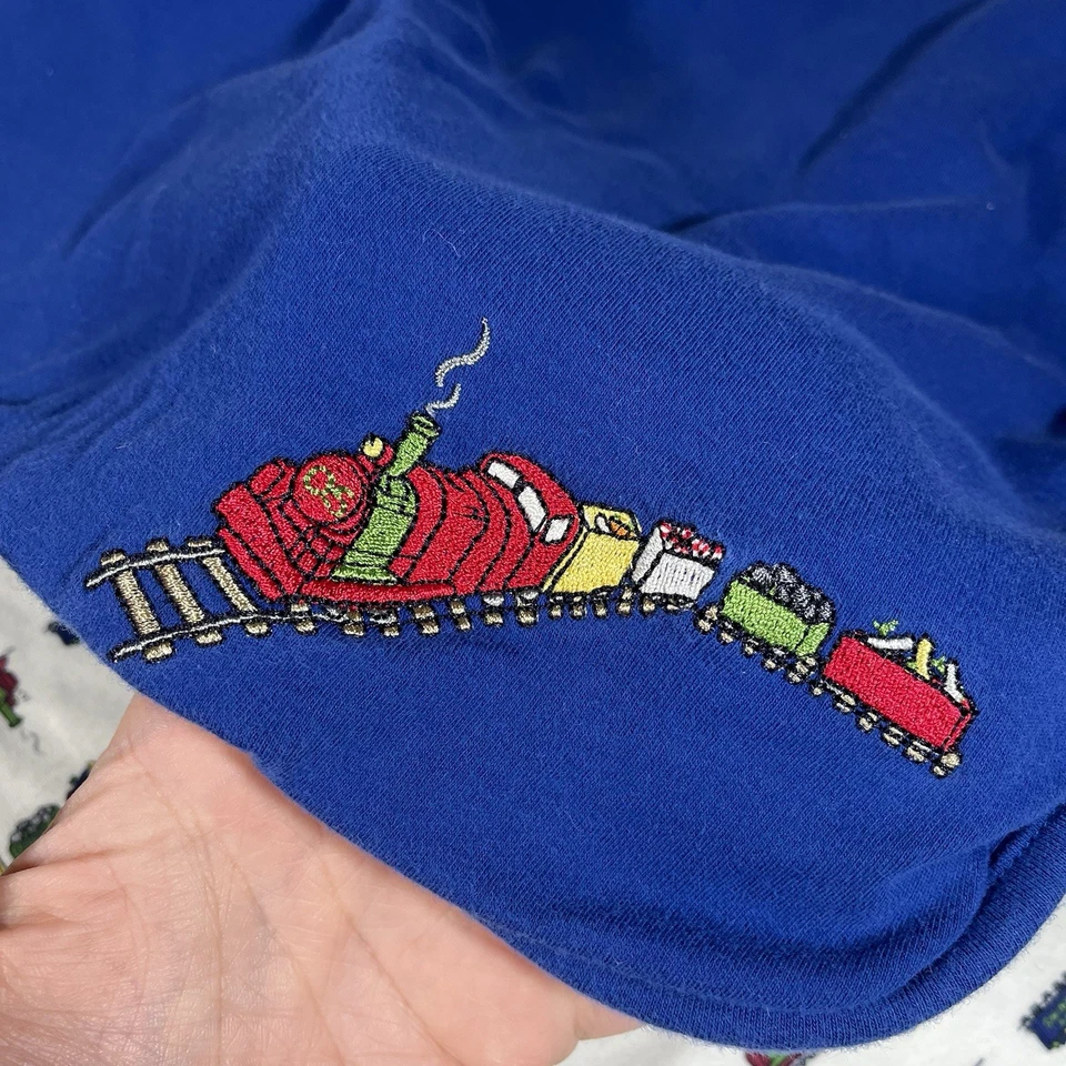 Manta trenes vintage Gymboree 2005 azul oscuro tradición navideña retirada I1 Foto 2 de 4