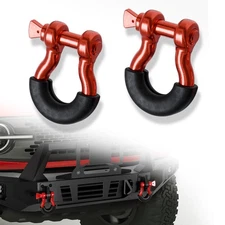 2xRed Universal 3/4" D-Ring Shackle 9500LBS Tow Hooks Fits For Jeep Trucks Etc.