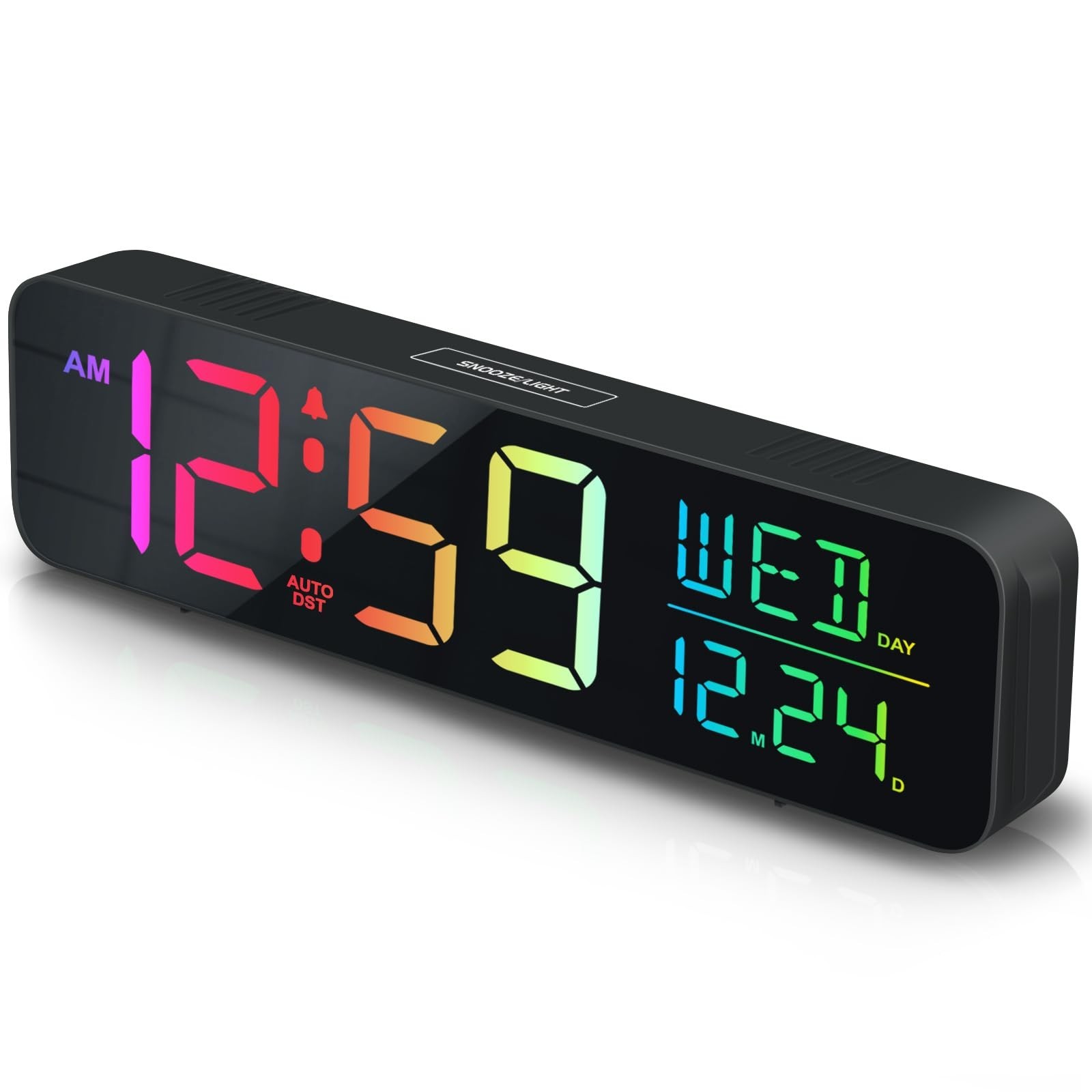 Peakeep Digital Alarm Clock for Bedrooms, Date Day of Week Large Display Numb...