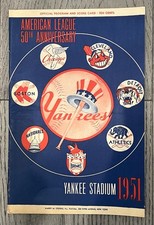 1951 Giants Dodgers Playoff GM 3 Program Yankee Cover With NL Insert Scored