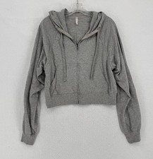 Free People Movement Gray Casual Athletic Full Zip Hooded Sweatshirt Sz M