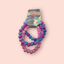 Pink  Blue Beaded Bracelets Set NWOT