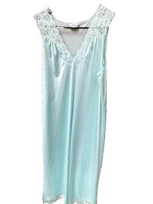 Vanity Fair Vintage Long Nightgown Mint Green L Large Made In USA Sleeveless