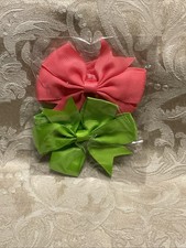 Adorable Hair Bow Grosgrain Ribbon Girl Baby Toddler Elastic Headband Set Of 2