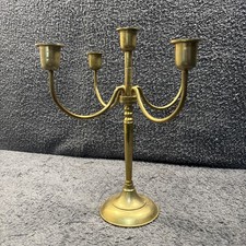 Vintage Brass Candelabra CandleHolders Taper Jewish Menorah 5 Arms Decor