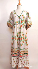 NWT Anthropologie FIG FLOWER Boho Midi Maxi Dress L Linen Rayon Floral Yellow