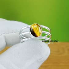 Tiger's Eye Gemstone 925 sterling silver handmade Gift Ring US size 5 to 13