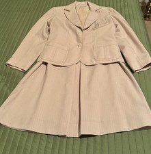 Vintage Lillie Rubin Beige Polyester Long Sleeve Jacket And Skirt  suit  