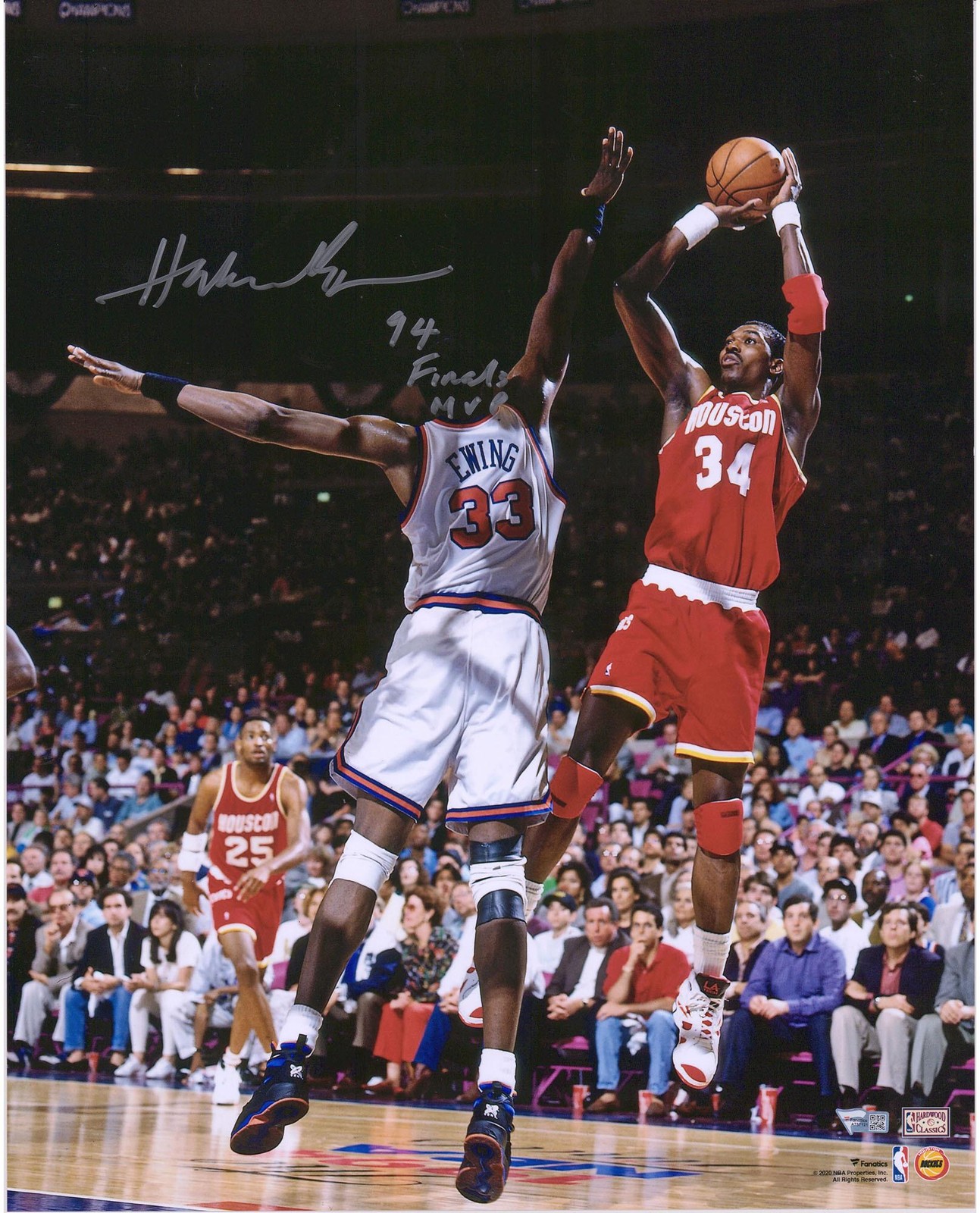 Patrick Ewing Autographed Signed New York Knicks Hakeem Olajuwon Rockets 16" x 20" vs Ewing Photo & "94 Finals MVP" Insc 