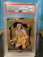 2024 PRIZM MONOPOLY WNBA CAMERON BRINK #6 INSERT- GOLD MILL SHIM/500 (RC) PSA 10