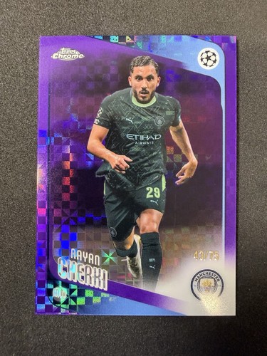RAYAN CHERKI 2025-26 TOPPS CHROME UCL PURPLE X-Factor #1 MAN CITY /75