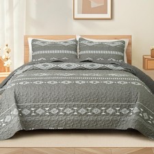 Whale Flotilla Twin Quilt Set - Reversible Grey Quilts Twin Size with 1 Pillow S