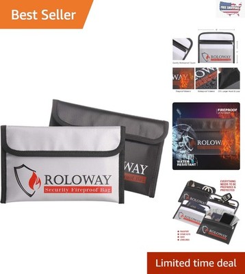Fireproof Money Bag 5x8 inches - Water-Resistant & Non-Itchy Protection, 2-Pack