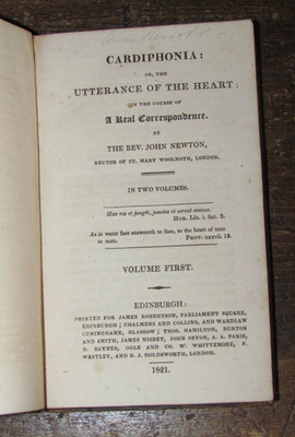1821 CARDIPHONIA OR THE UTTERANCE OF THE HEART by JOHN NEWTON ABOLITION SLAVERY