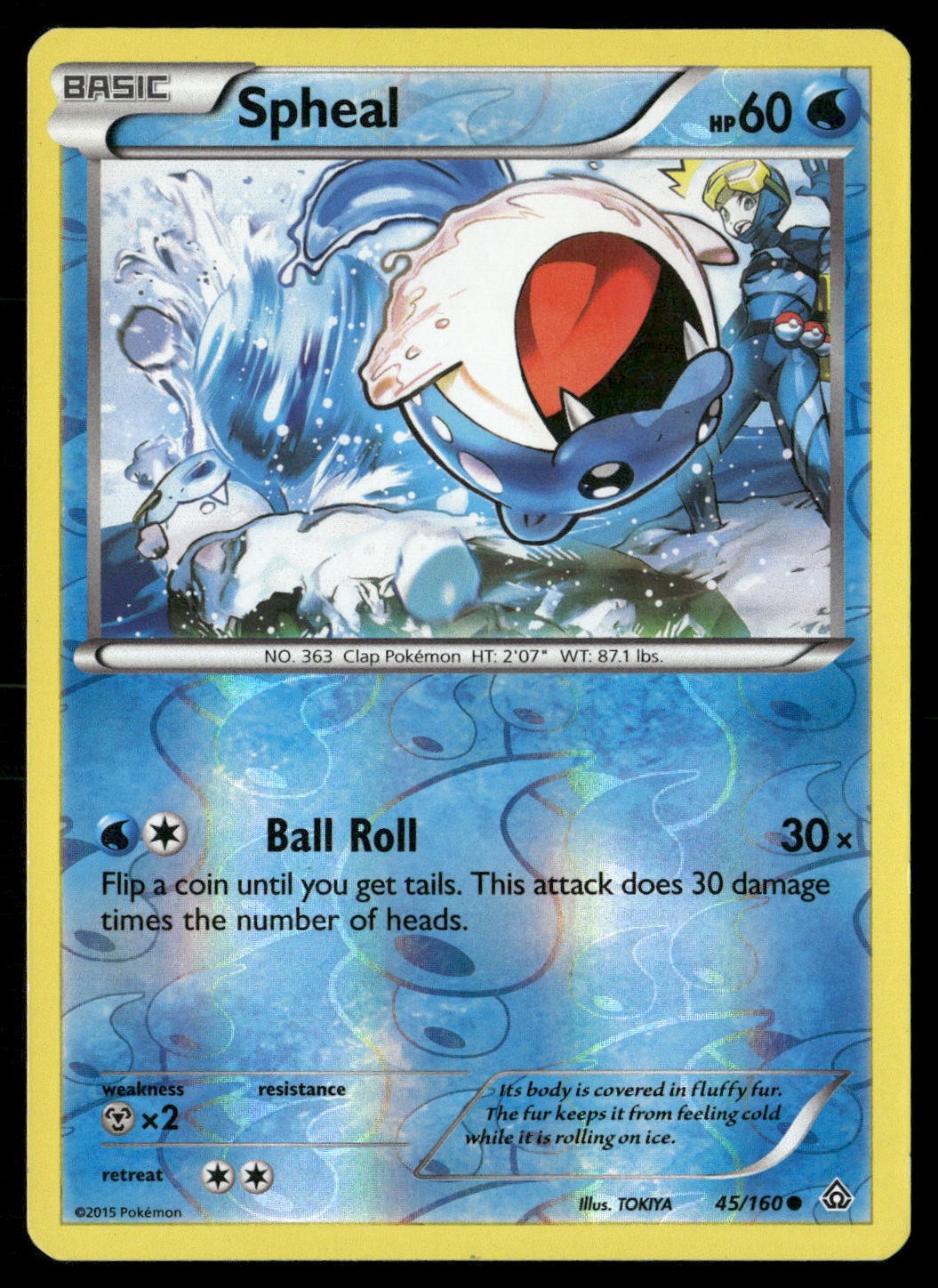 Spheal 45/160 Common Primal Clash Pokemon Reverse Holo Heavily Played