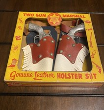 Rare Survivor 1950s Unopened Two Gun Marshall Genuine Leather Holster Guns