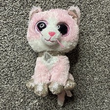 Ty Beanie Boos Fiona the Pink Cat Plush Toy 6” Pink w/ Glitter Sparkle