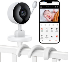 Baby Monitor with Camera and Audio, 2K Wifi Indoor Video Baby Camera with Mount,