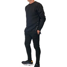 Mens Tracksuit Black Large RRP £60 King Kouture Sweatshirt & Joggers Set Fit
