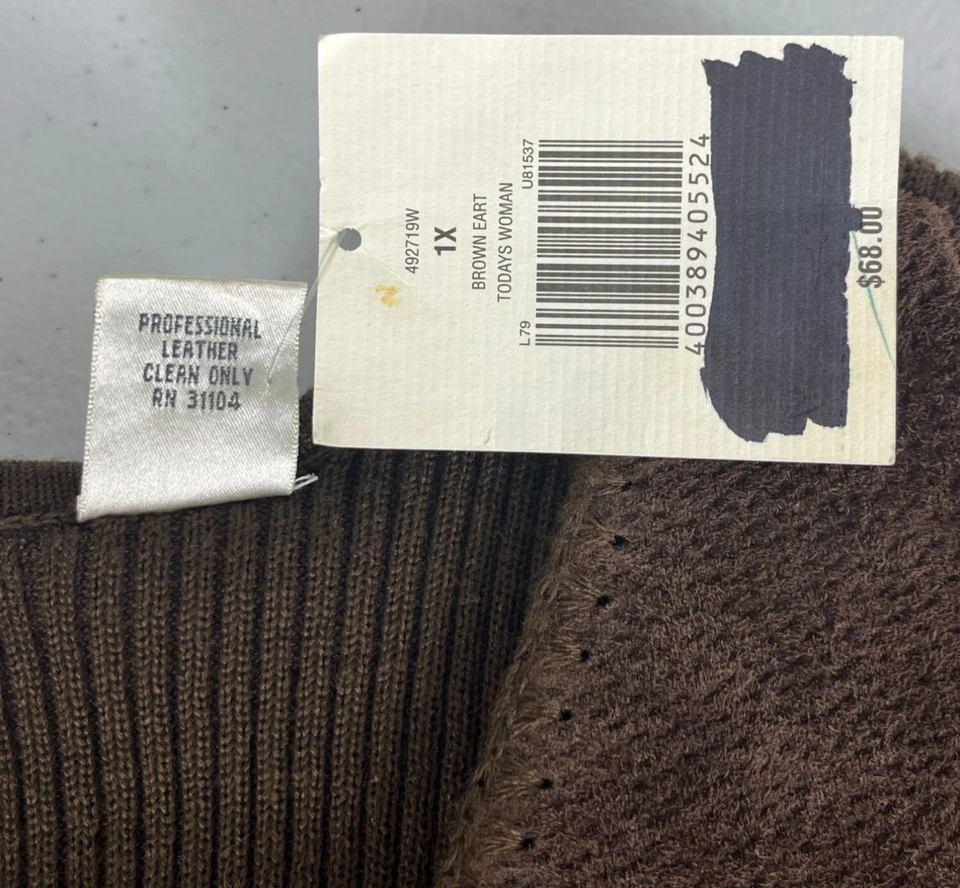 NUEVO CON ETIQUETAS Kim Rogers Gamuza Cuero Abotonado Cárdigan Suéter Para Mujer Plus 1X Marrón Foto 3 de 4