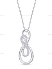 Timeless Infinity Pendant Genuine 925 Silver Natural Diamond Accent 18" Chain